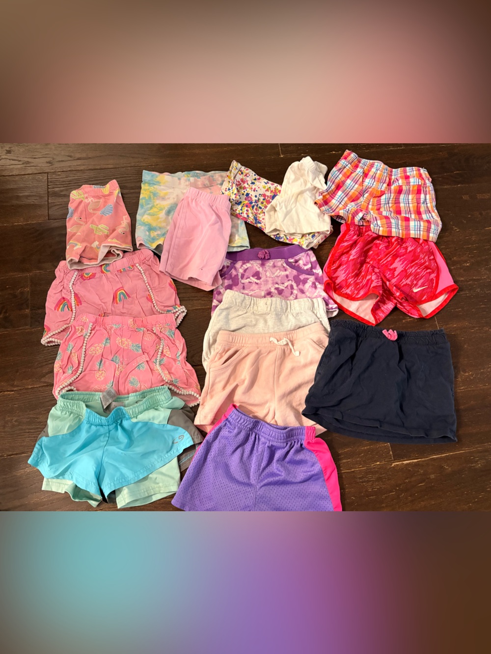Girls Mixed Shorts and Bottoms Lot — Pastel Pink, Purple, Aqua about 16 pairs